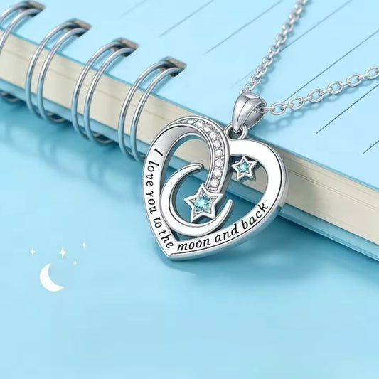 Heart Moon Granddaughter Necklace Gift Set