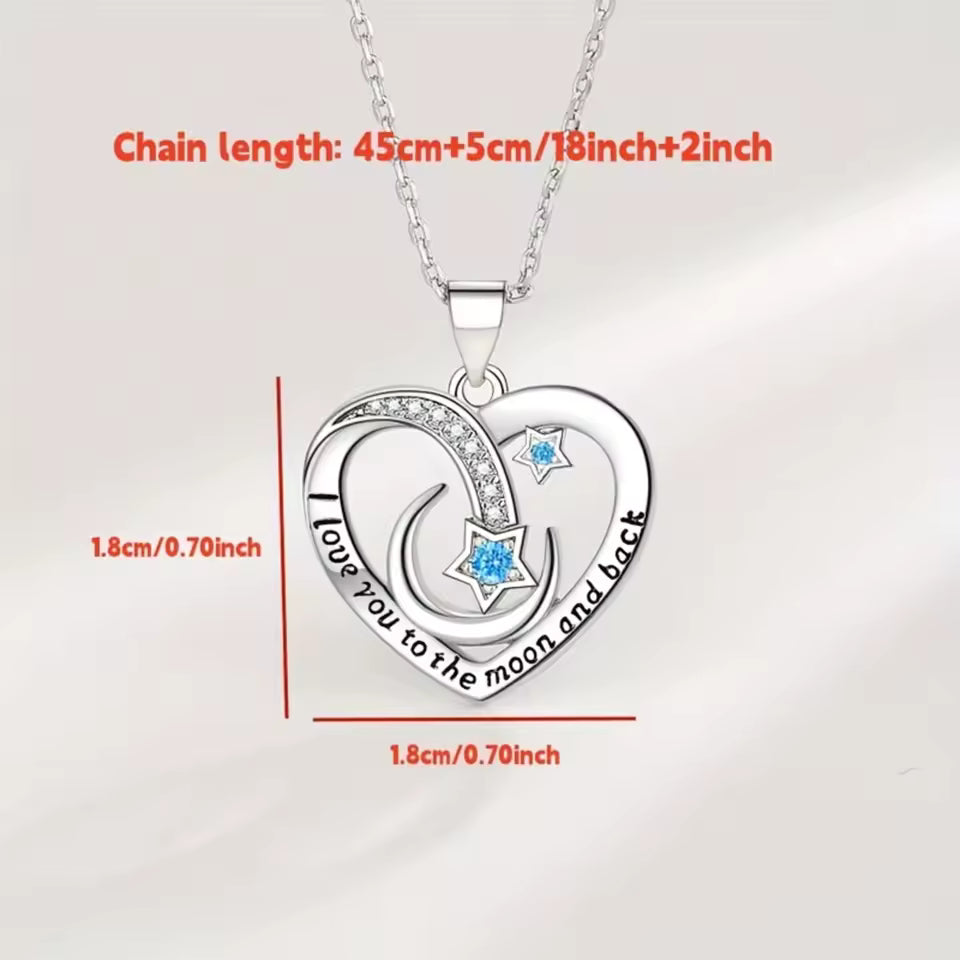 Heart Moon Granddaughter Necklace Gift Set