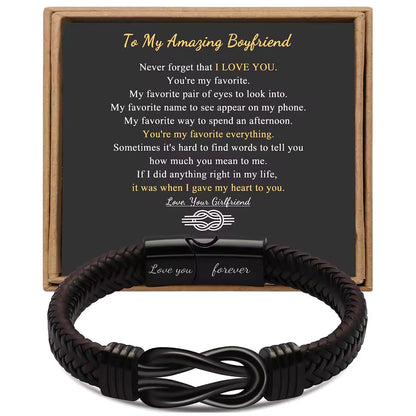 Forever Knot Leather Infinity Bracelet