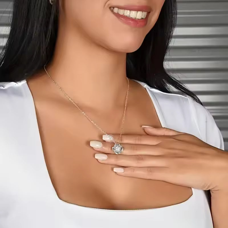 Zircon Bloom Flower Pendant Necklace Gift Set