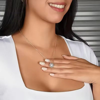 Zircon Bloom Flower Pendant Necklace Gift Set