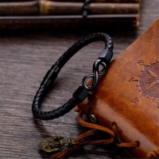 Personalized Infinity Dual Name Leather Bracelet for Men