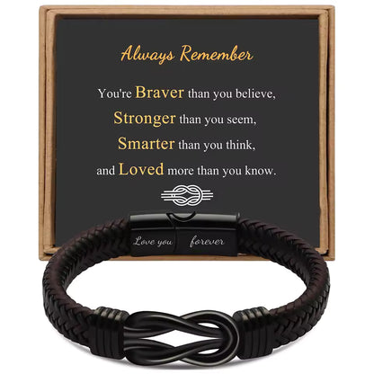 Forever Knot Leather Infinity Bracelet
