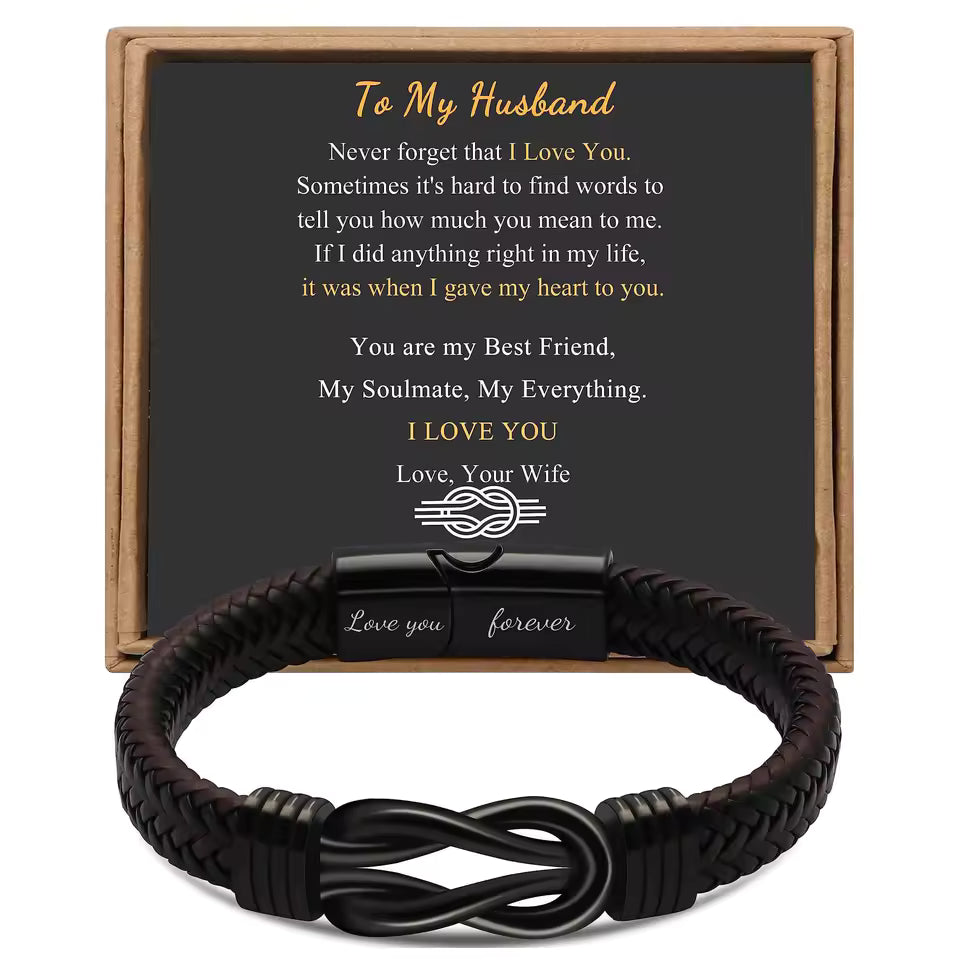 Forever Knot Leather Infinity Bracelet
