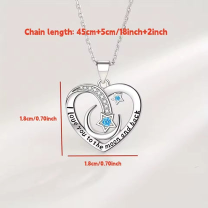 Heart Moon Granddaughter Necklace Gift Set