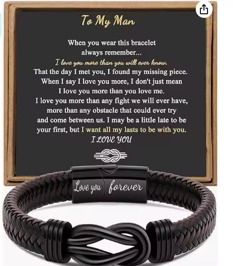 Forever Knot Leather Infinity Bracelet