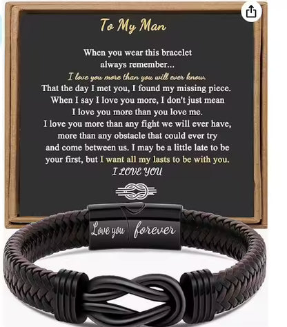 Forever Knot Leather Infinity Bracelet