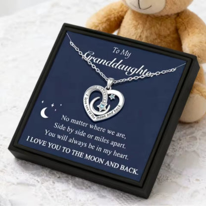 Heart Moon Granddaughter Necklace Gift Set