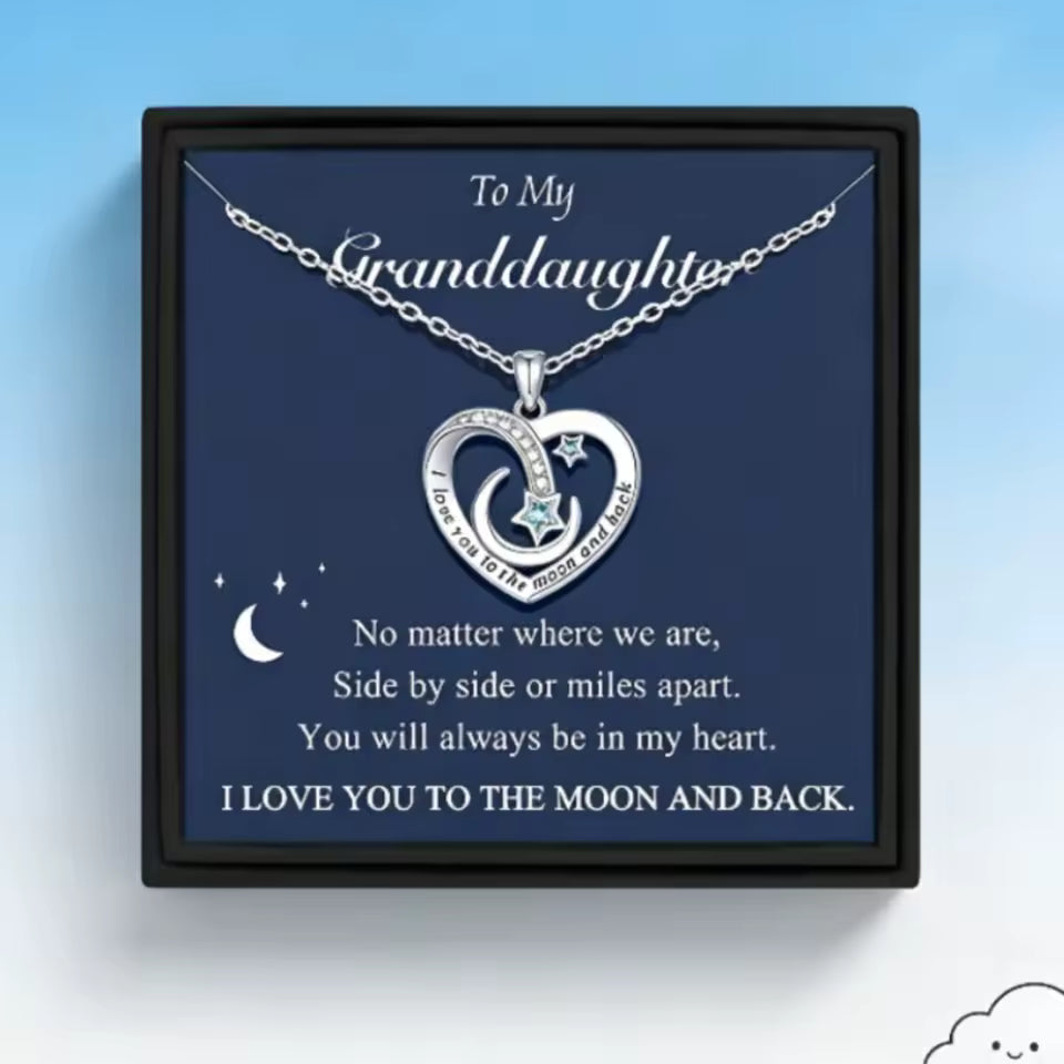 Heart Moon Granddaughter Necklace Gift Set