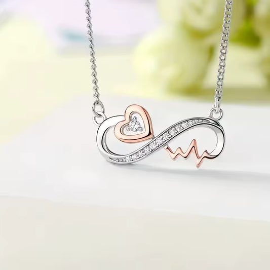 Infinity Heartbeat Zircon Necklace for Daughter