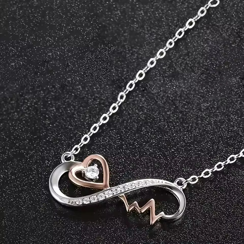 Infinity Heartbeat Zircon Necklace for Daughter