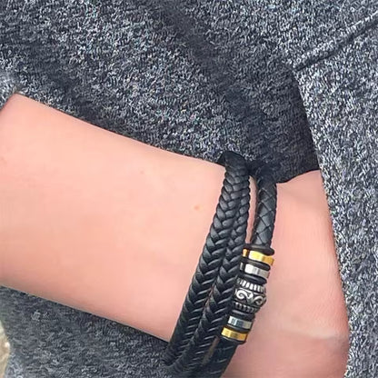 Always With You Grandson Braided Leather Bracelet